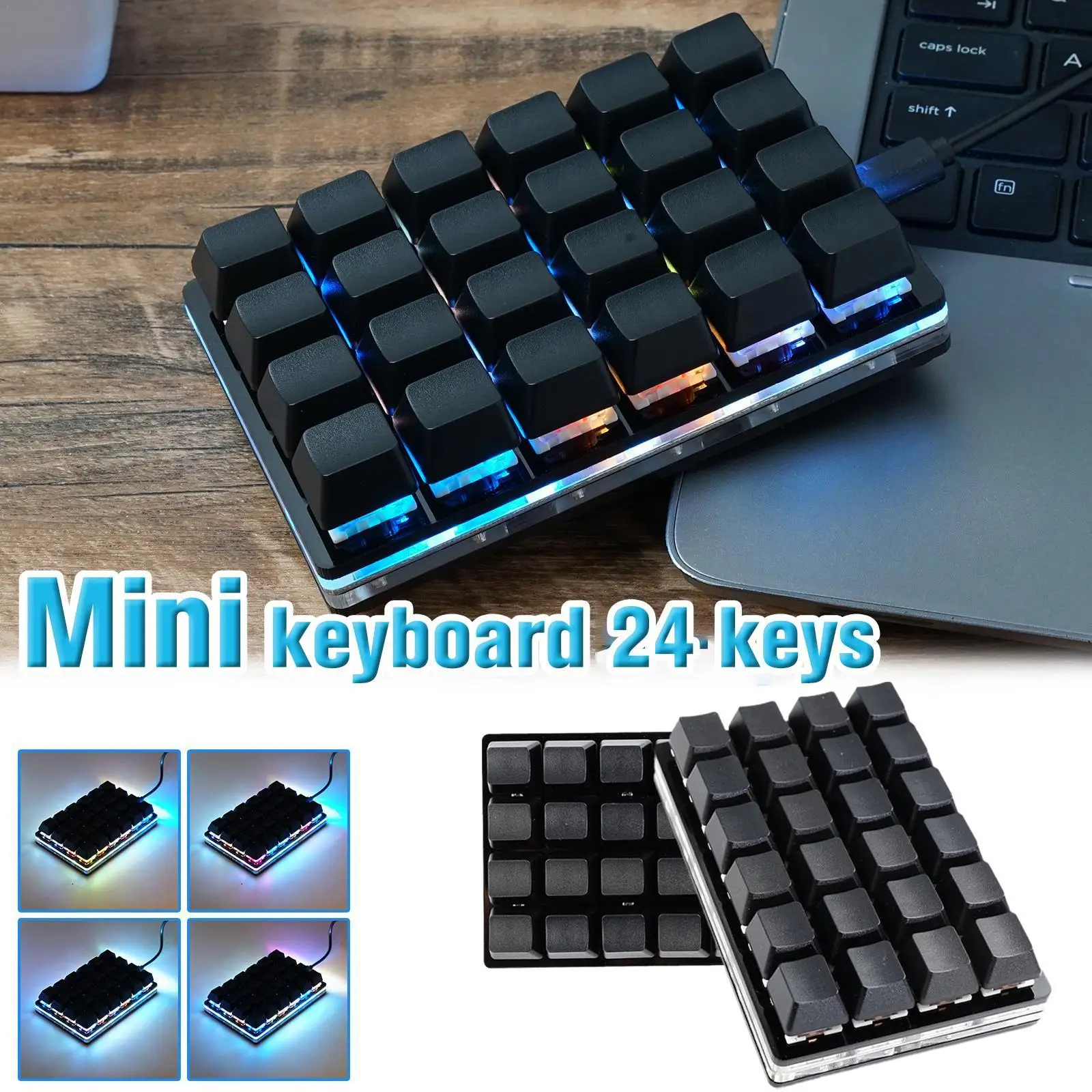 

24 Keys Mini Macro Keyboard Gaming Keyboard Programmable DIY Mechanical Keyboard Custom Keypad For Linux MacOS Android