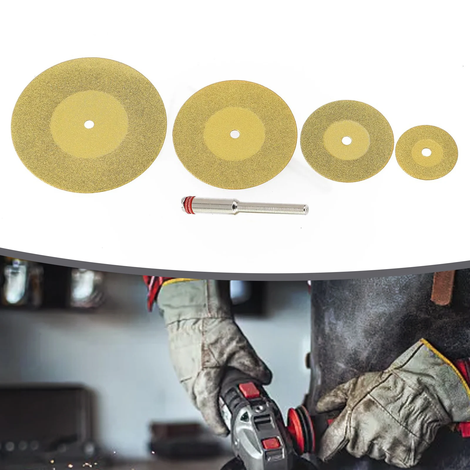 5 Pcs Diamond Cutting Disc Saw Blade With 3mm Shank Mandrel 20/30/40/50mm Circular Saw Blade For Rotary Tools TiN Coated