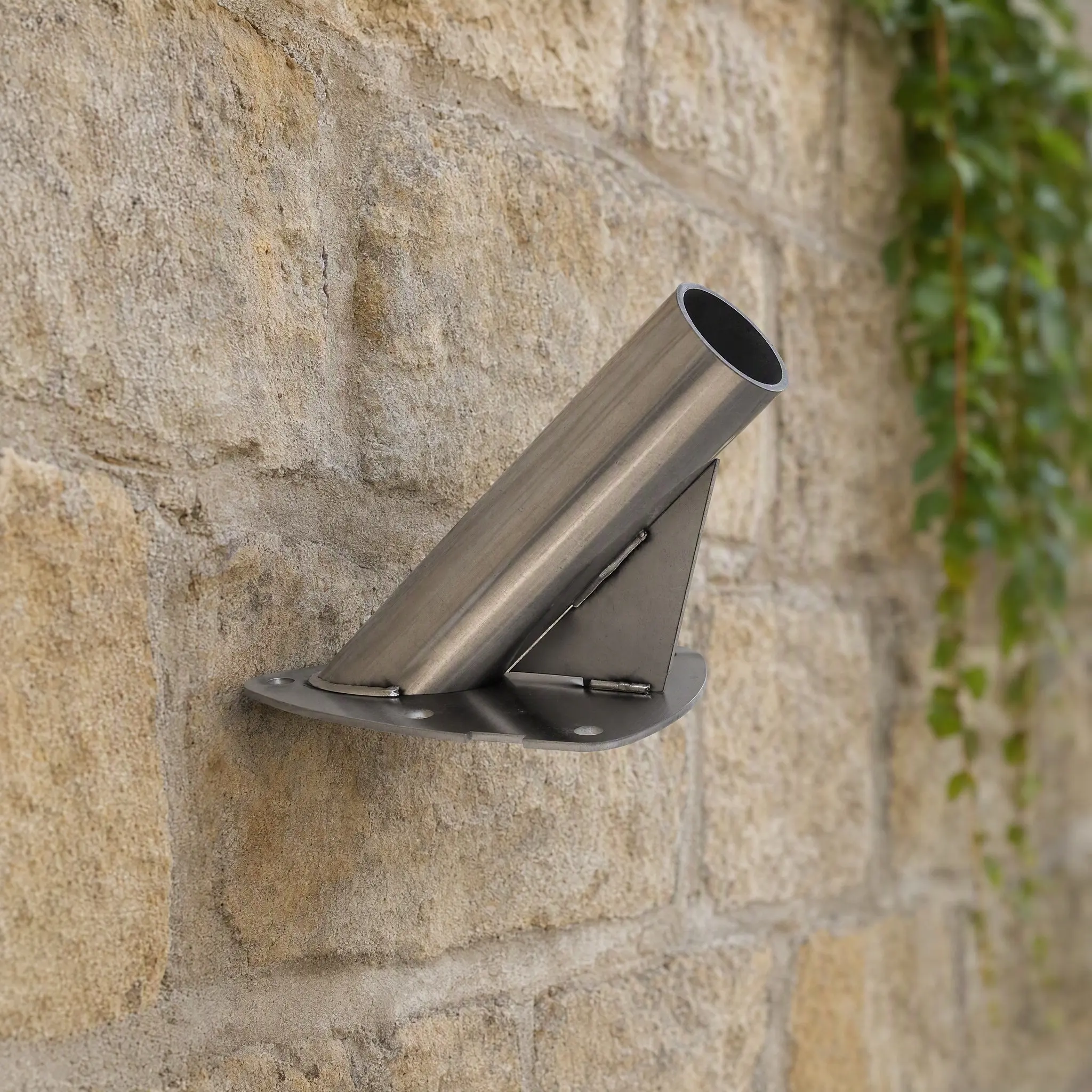 Flagpole Holder Heavy Duty Stainless Steel Thickened Base Dual Mount Wall Lamp Post Flag Bracket for Porch Balcony Deck Exterior
