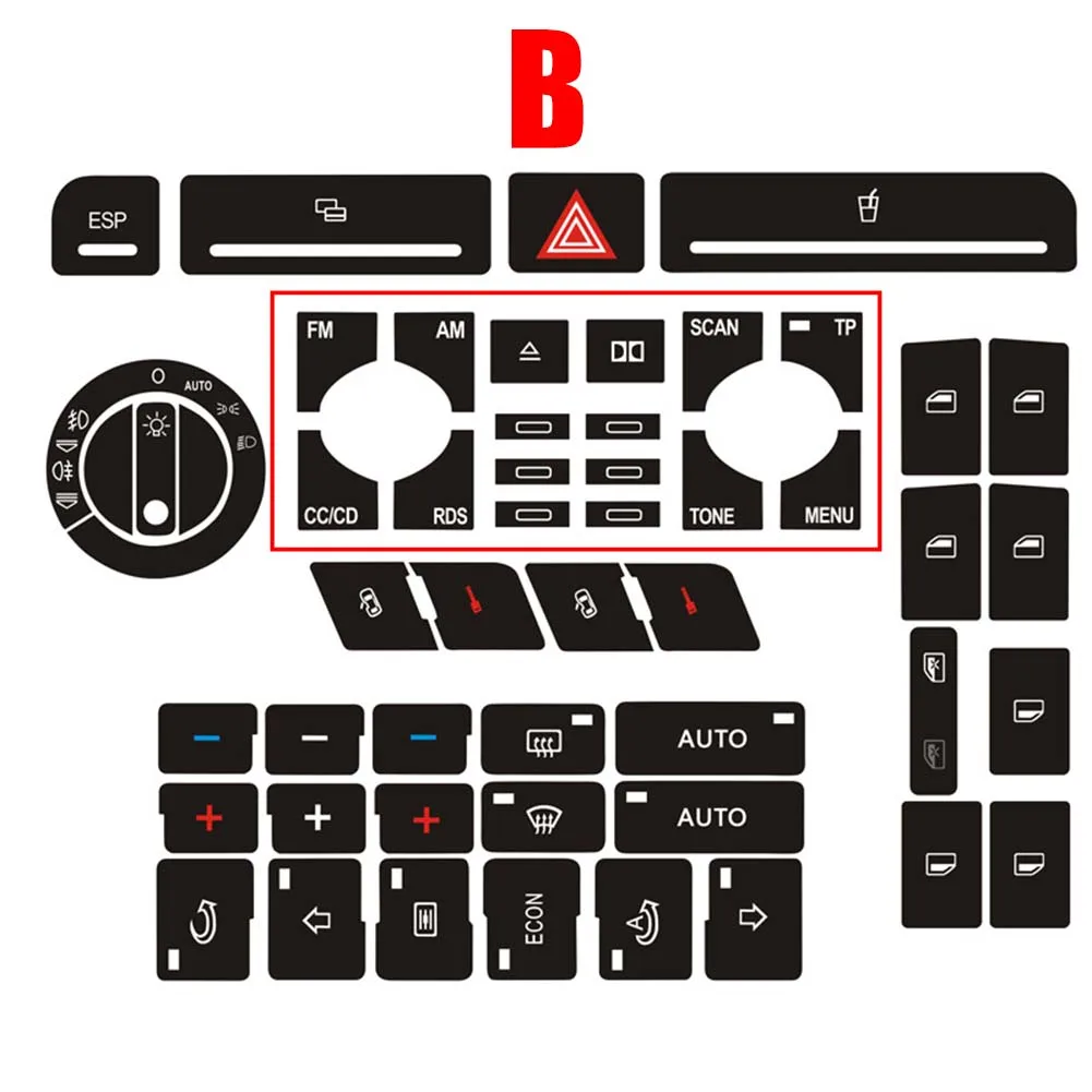 For Audi A4 B6 B7 Repair Sticker Power Window Switch Button Repair Kit Dashboard Panel Alarm Climate Button Radio Sticker