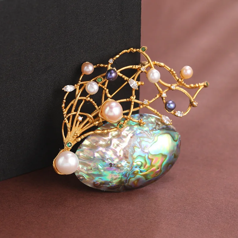 

Freshwater Abalone Shell, The Sky Is Full Of Stars, Just Like The Stars, Pearl Brooch Pendant Exquisite Accessories