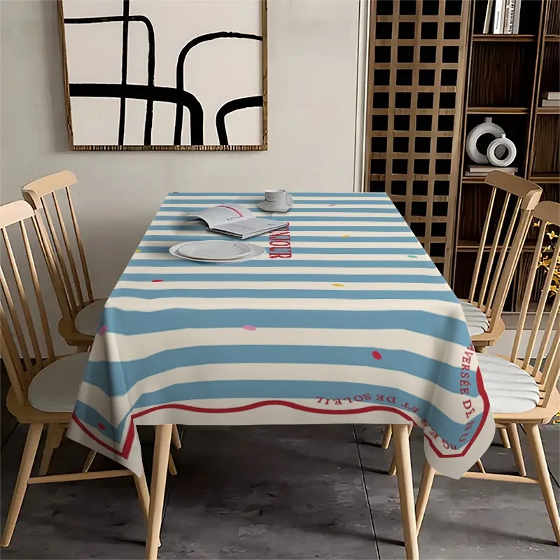 【2D】Tablecoverspc French Checkered Alphabet Tablecloth - Creates a Romantic Dining Atmospherezyc
