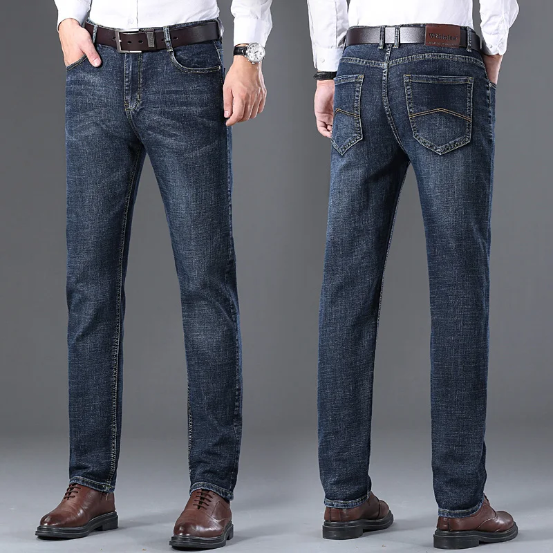 High Quality Brand luxury Classic Style Men Brand Jeans Business Casual Stretch Slim Denim Pants Light Blue Black Trousers Male