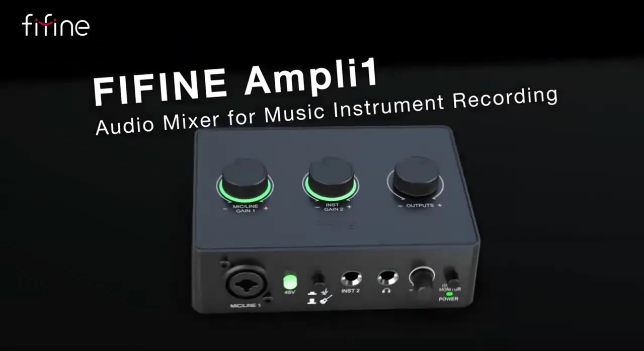 FIFINE サウンドミキサー、ゲインノブ付きコンデンサーマイク用、XLR