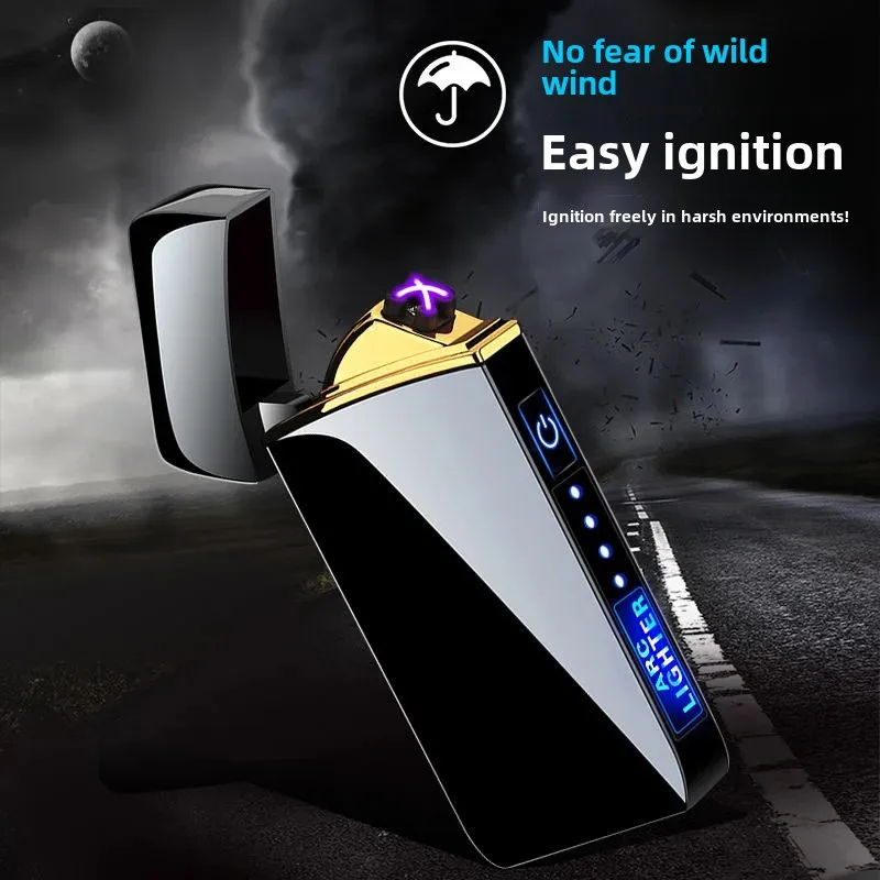 Fingerprint Induction Dual Arc USB Rechargeable Creative Men's Unique Windproof Electronic Cigarette Lighter Trendy