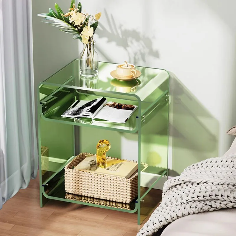 Acrylic Bedside Table Small Children Storage Cabinet Creative Simple Sofa Edge Extremely Narrow and Transparent Home Furniture