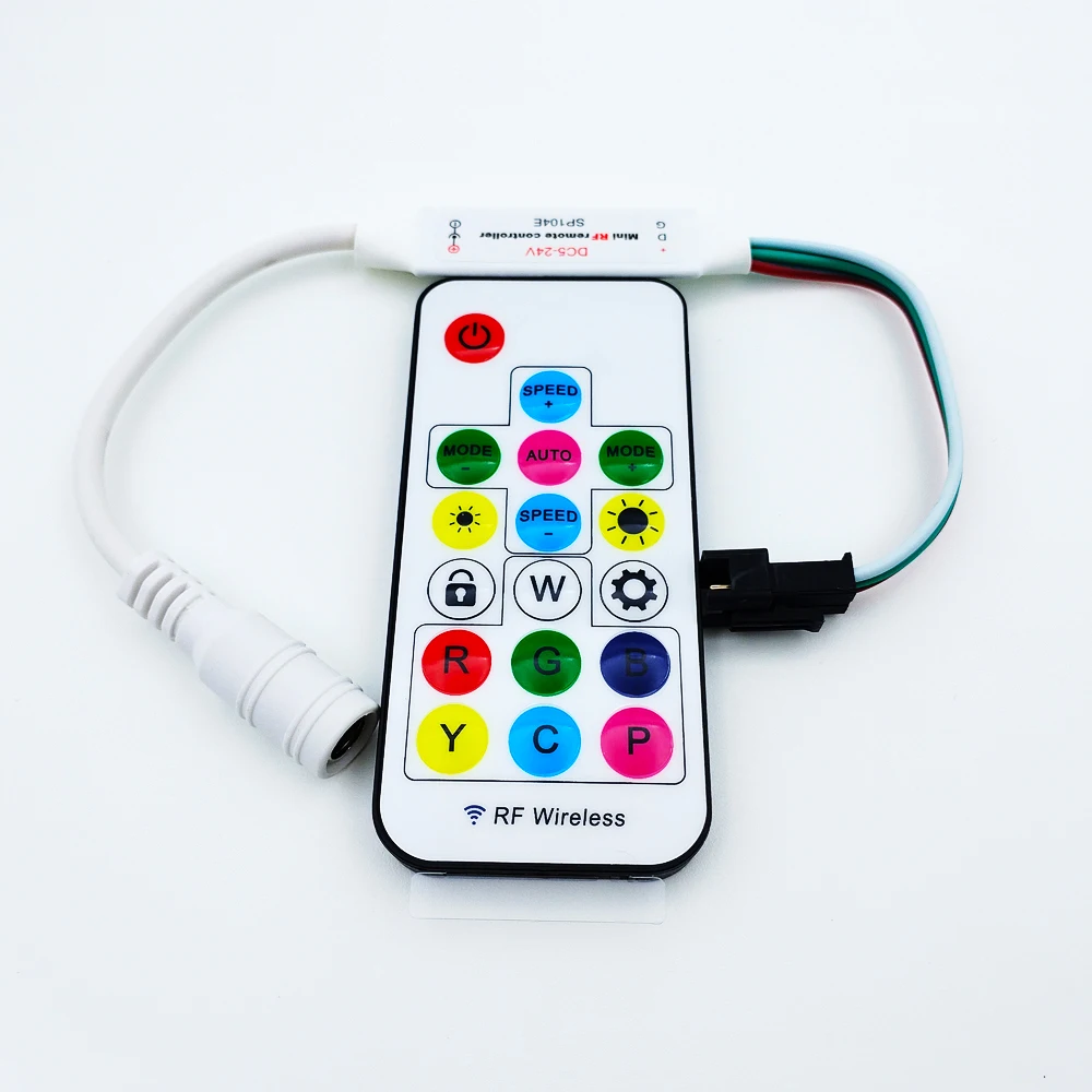 LED Mini Colorful Controller Suitable for WS2812 WS2811 Colorful RGB DC5~24V 3pin JST Connector 200 Color Mode SP104E10 per pack