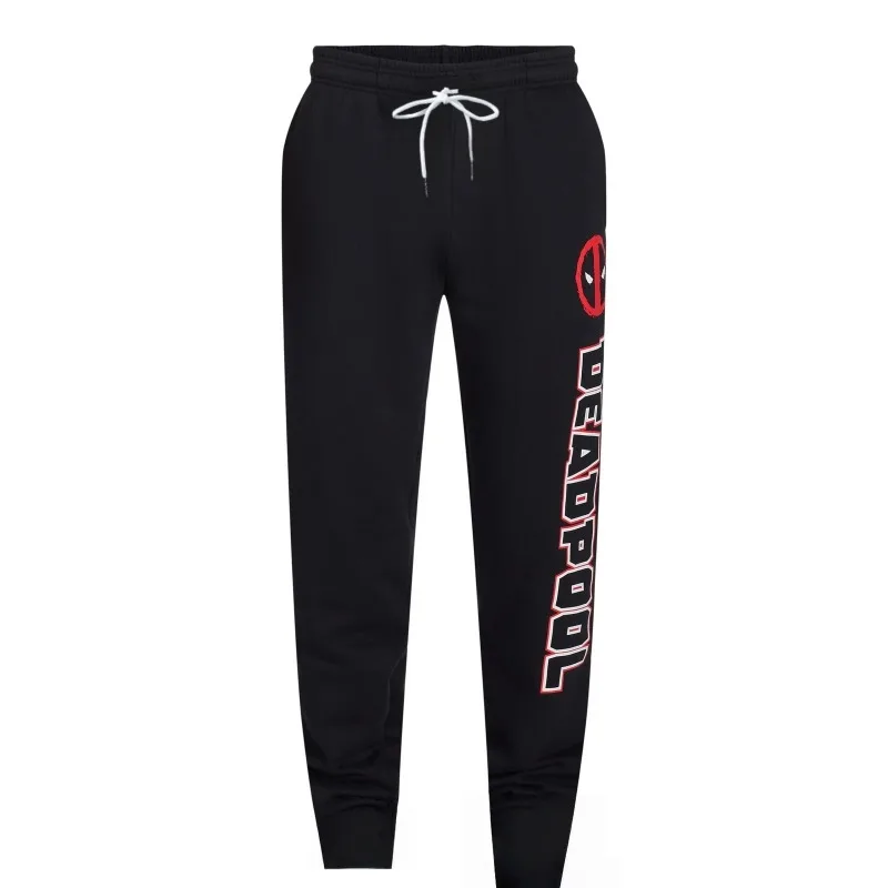 

Черные модные модные брюки с принтом Marvel Deadpool