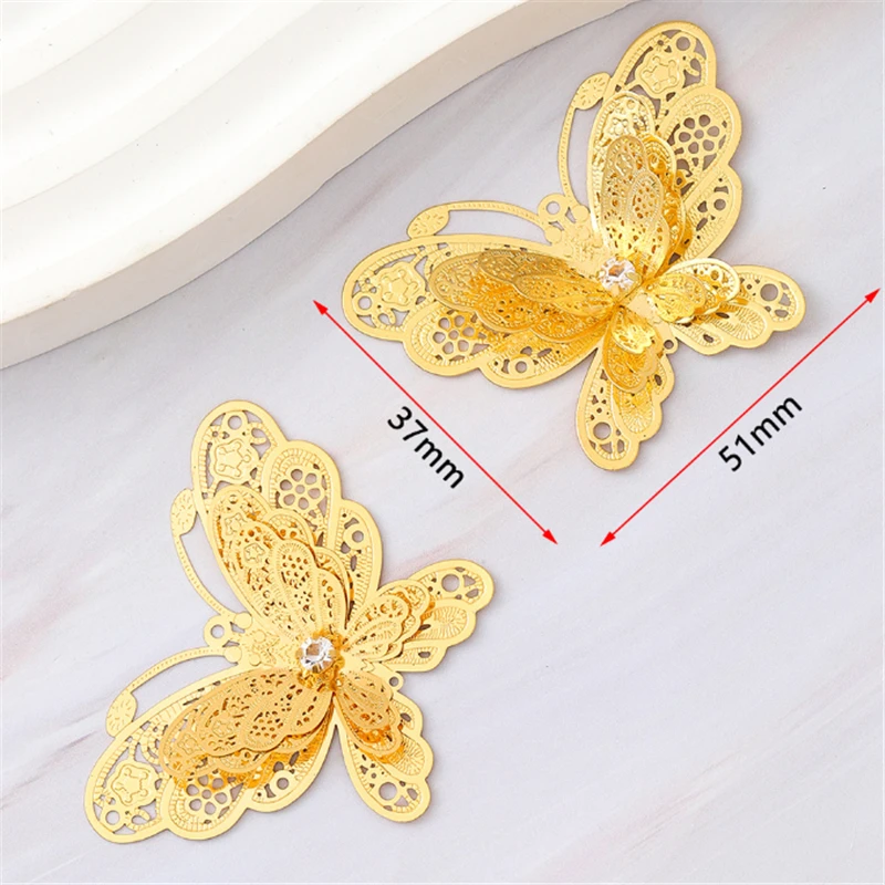 20 Pieces/Lot New Fashion Heart Crystal Butterfly Charm Connectors DIY Ornament Earrings Jewelry Findings Garment Accessories