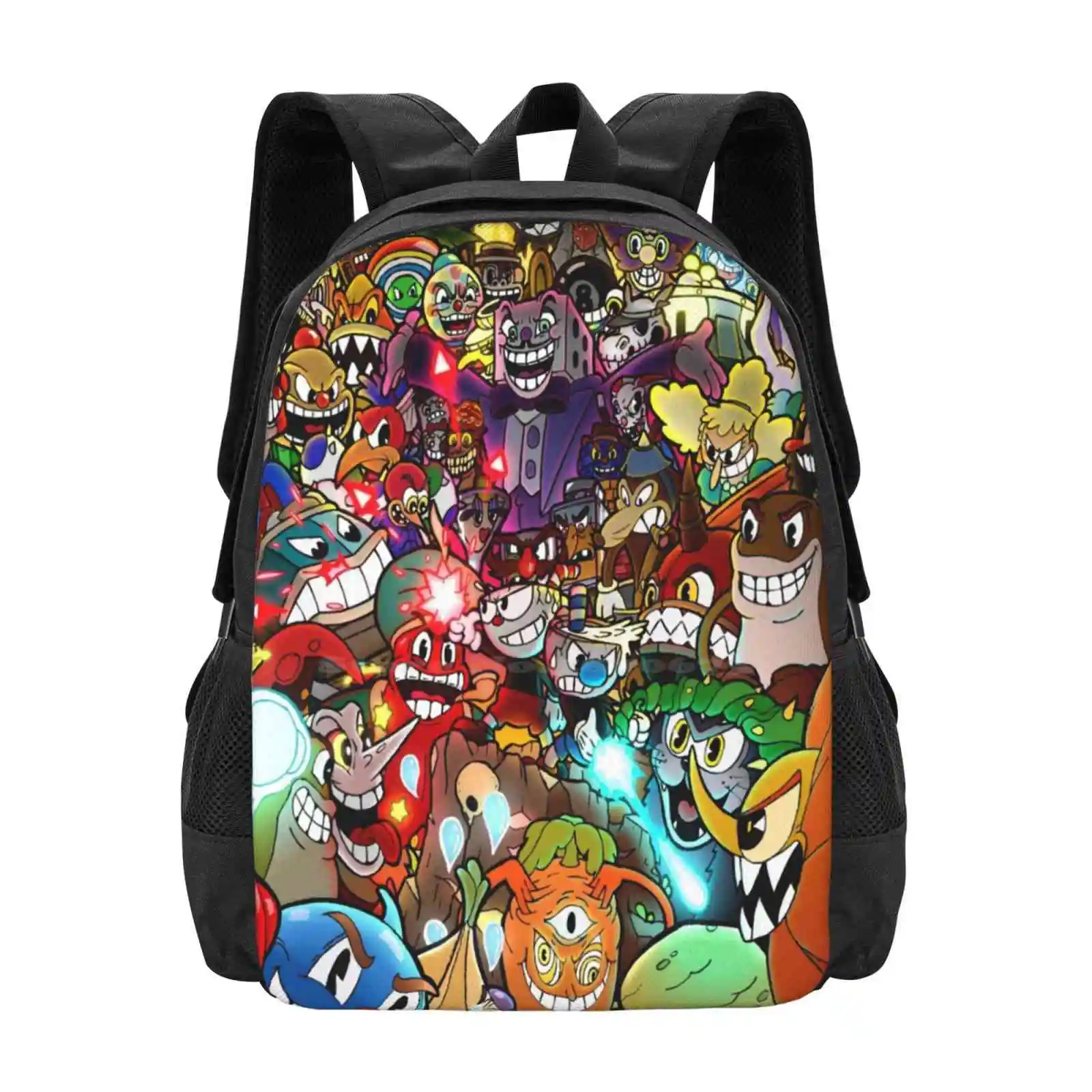 

Cuphead Poster + Color Hot Sale Schoolbag Backpack Fashion Bags Cuphead Dont Deal With The Devil Color Mugman King Dice Bosses