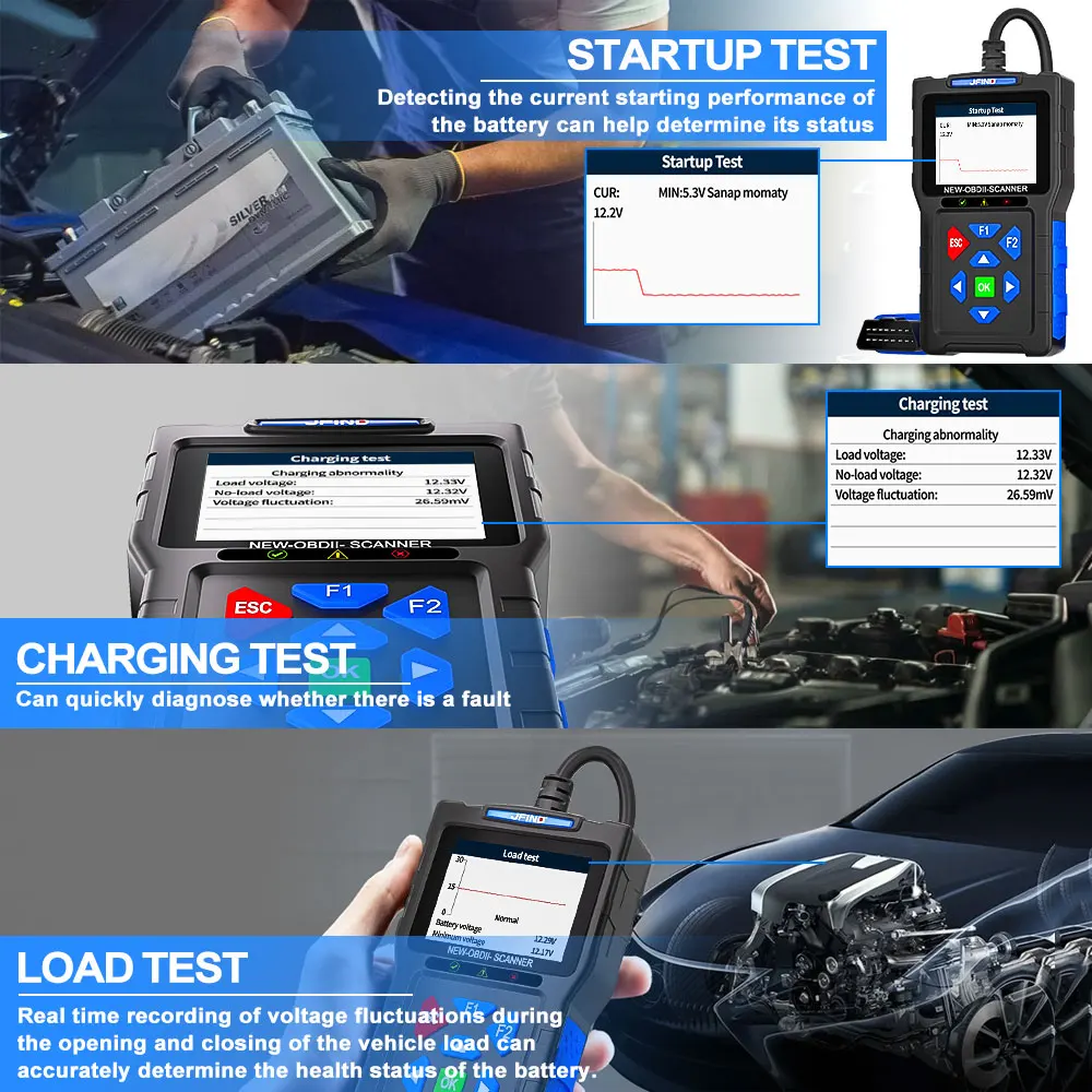 OBD2 Scanner Tools JF700 Pro Code Reader Diagnostic Tool Check Engine I/M Status Live Data Voltage Test PK ELM327 OBD2 Bluetooth