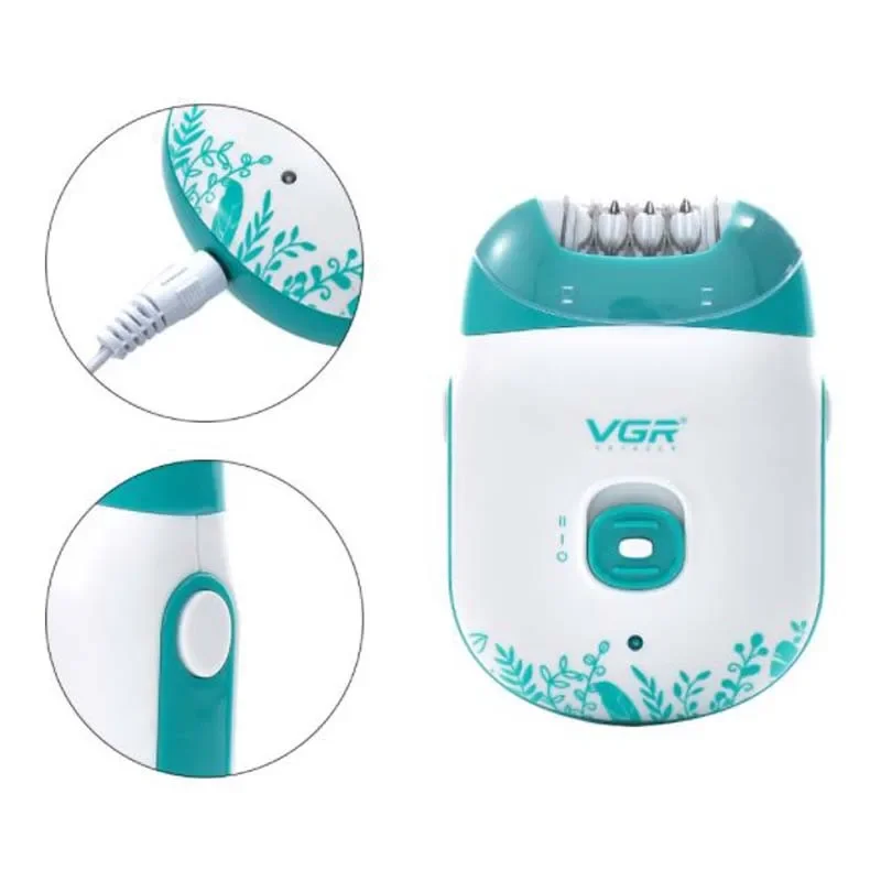 VGR Electric Women Epilator For Face Hair Removal Machine Leg Body Bikini Armpit Legs Rechargeable Hair Remover