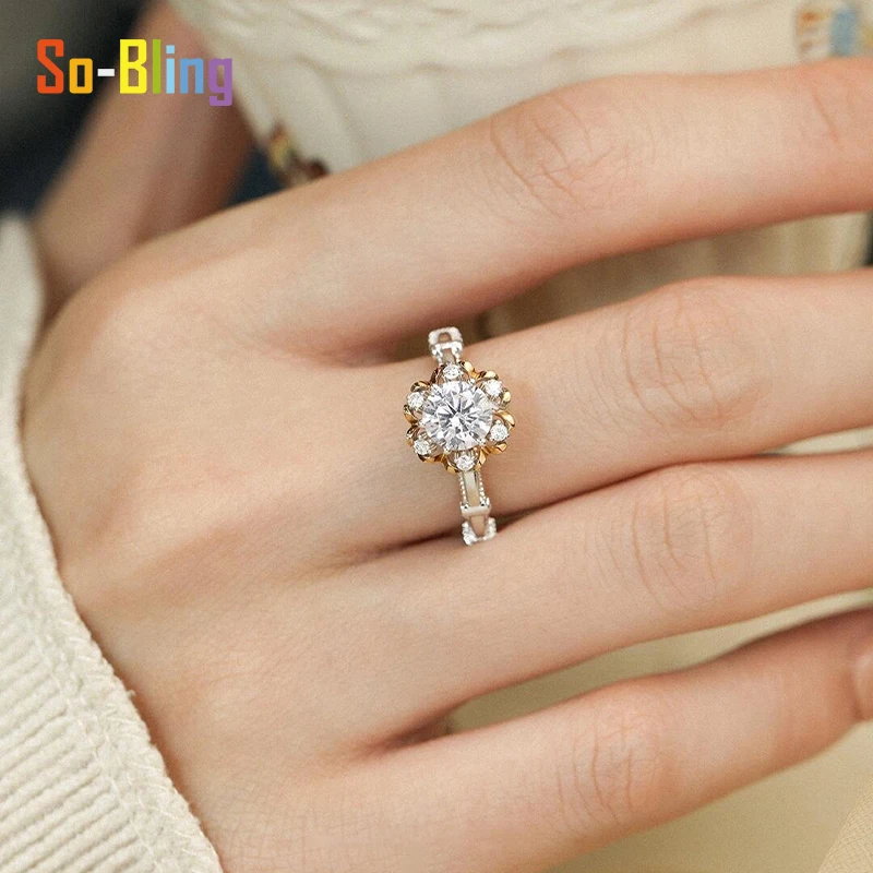 So-Bling 1ct 6.5 مللي متر مويسانيتي خواتم D VVS1 مع شهادة Gra 925 فضة خاتم الخطوبة الزواج للنساء مجوهرات #4