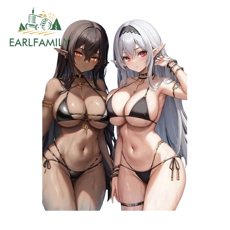 

EARLFAMILY 13cm x 9.8cm NSFW Sexy Girls Hentai Car Stickers Waterproof Personality Rearview Mirror Decal Creative Decor