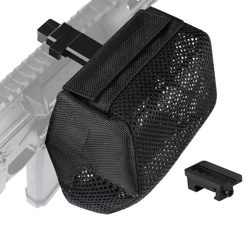 Thickened Brass Catcher Pouch Quick Release Shell Catcher with Detachable Picatinny Heat Resistant Nylon Mesh for Rifle AR15