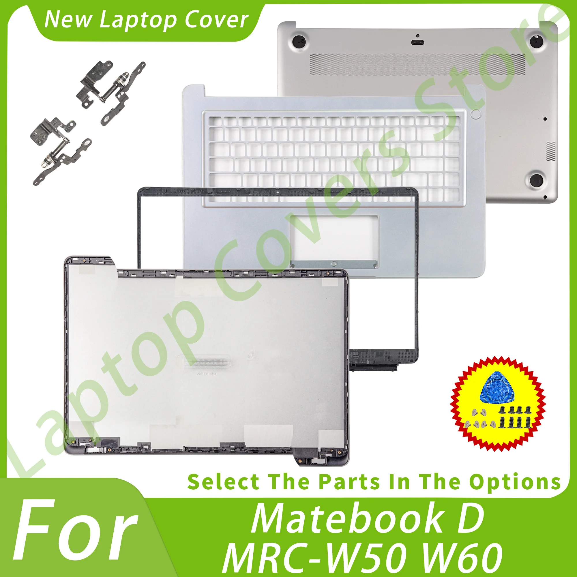 

For Matebook D MRC/PL Series MRC-W50 MRC-W60 MRC-W00 PL-W09 LCD Back Cover Front Bezel Hinges Laptop Top Case Replace