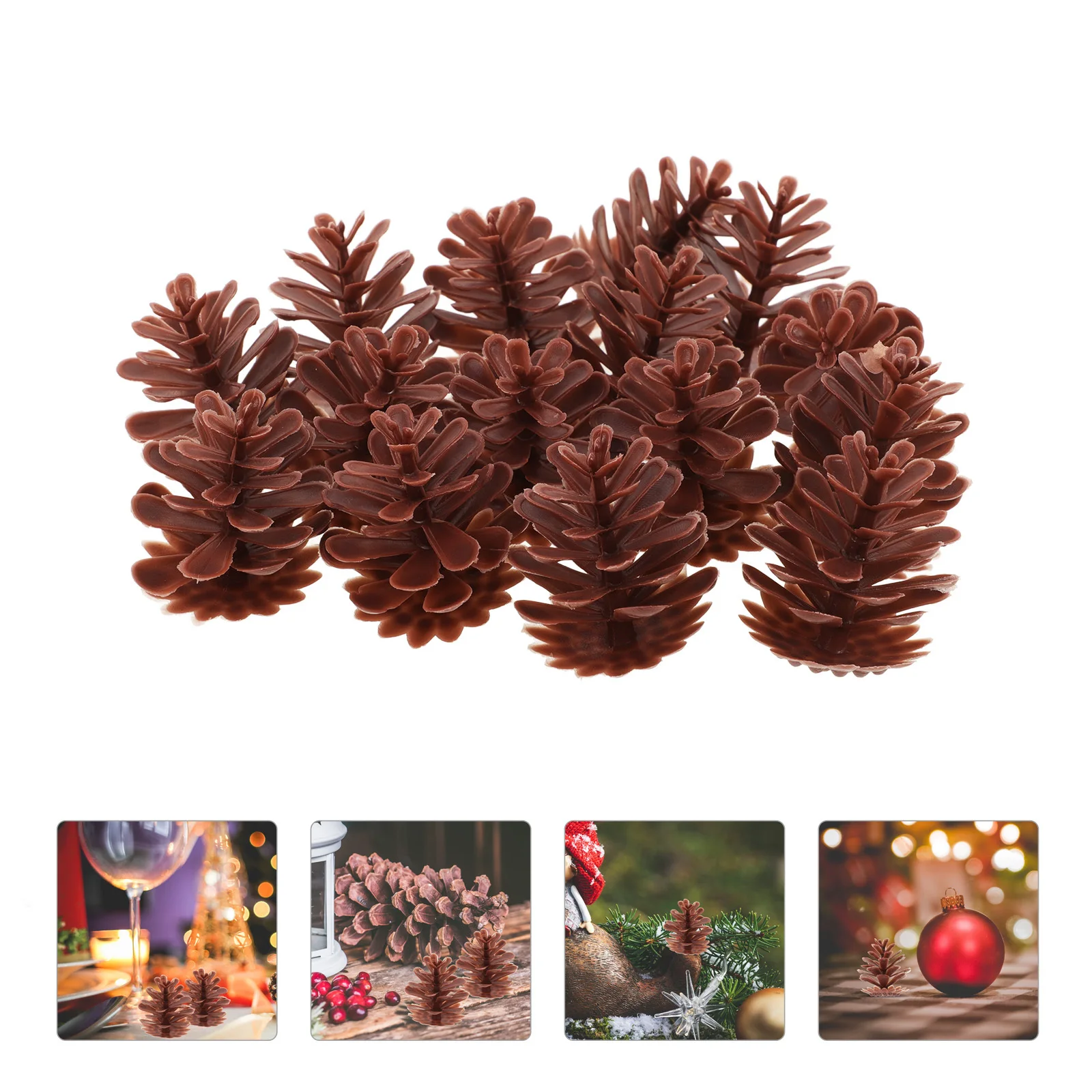 

50pcs Mini Christmas Pine Cones For Crafts Thanksgiving Fall Party Decor Artificial Pinecone Ornaments Home Xmas Tree Wedding