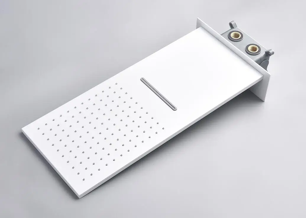 Modernes weißes digitales Temperatur-LED-Display, verdecktes montiertes Badezimmer-Regenfall-Wasserfall-Duschsystem-Set