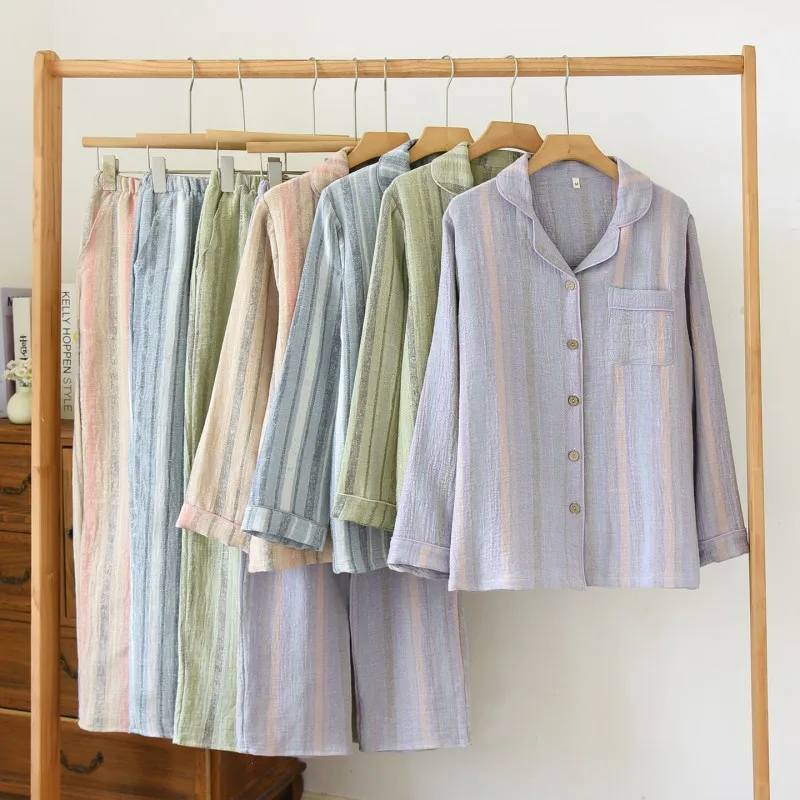 

Весенне-осенний женский пижамный комплект 202, 100% хлопок, жаккардовые брюки с длинными рукавами, комплект из двух предметов с принтом для домашнего интерьера, пижамный комплект