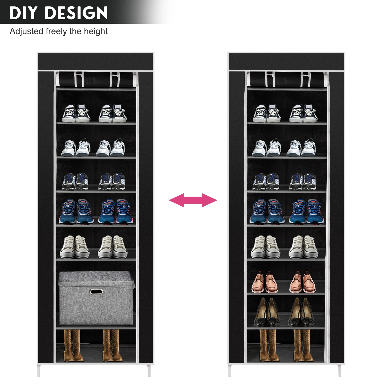 Shoe Rack Fashionable RoomSaving household Room-saving 10-Layers 9 Lattices Non-woven Fabric Shoe Rack