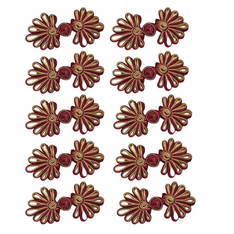 

15 Pieces Fabric Handmade Sewing Fasteners Chinese Knot Cheongsam Frog Buttons Red