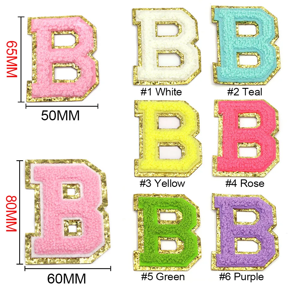 1Pc A-Z Chenille Letter Patches for Clothing Towel Embroidery Patches Iron on Appliques DIY Name Sewing Badges