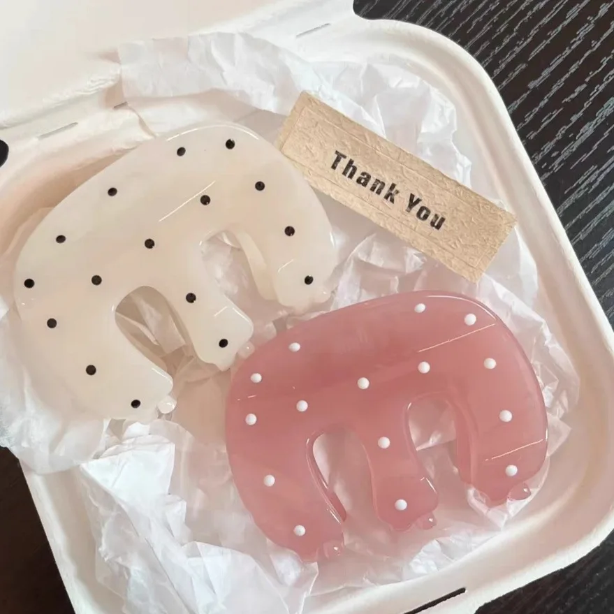 Koreanische Gelee-Farbige Polka-Dot M-förmige Haarklammer für Frauen, Süße Vielseitige Haarspange, Haarkralle, Haarnadel, Haaraccessoires