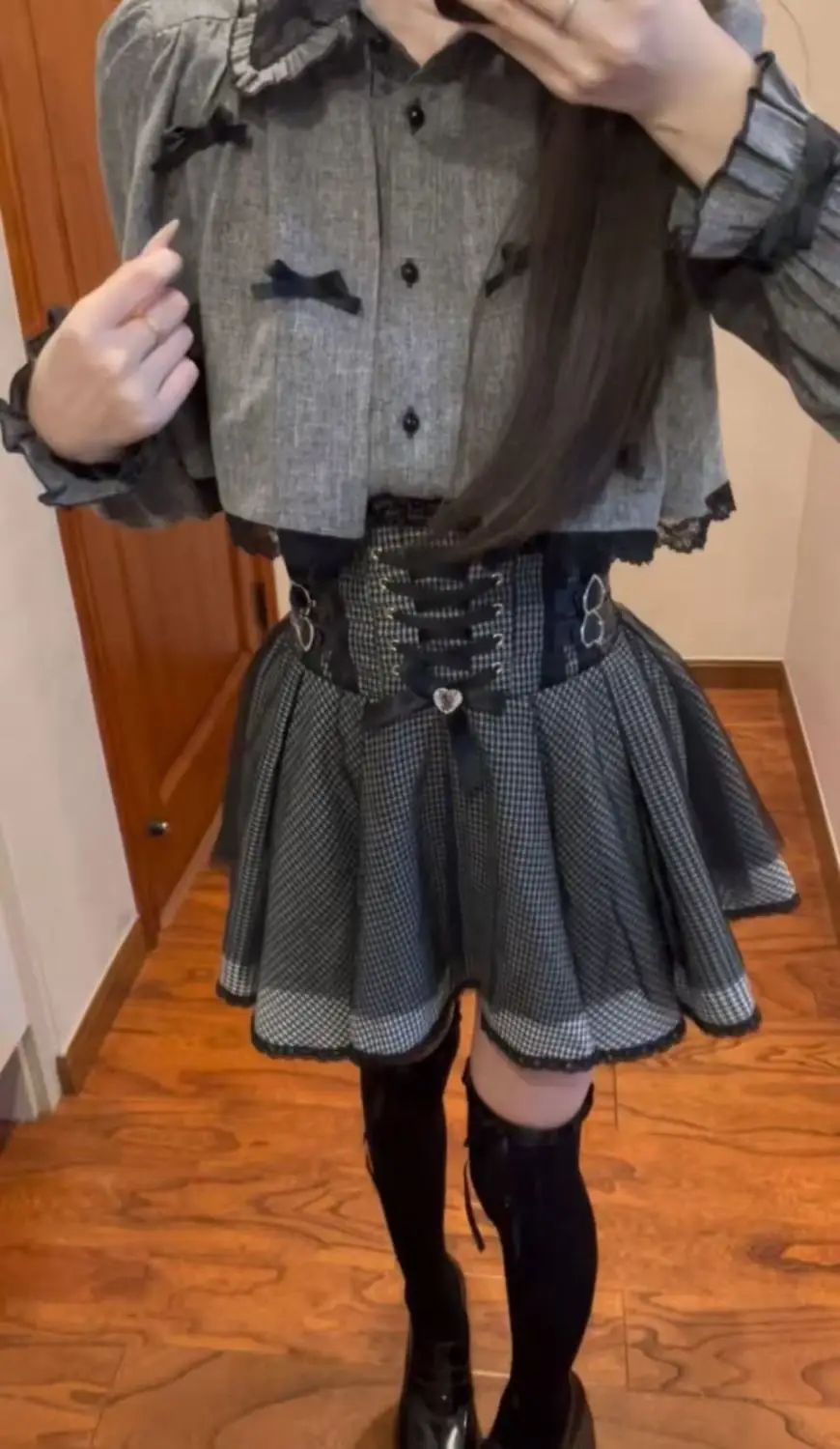 Japanese Dress Kawaii Womens Y2k 2000s Slim Goth 2-Piece Set Top+Skirt Harajuku Elegant Party Dresses Hot Girl Sweet Fashion Emo