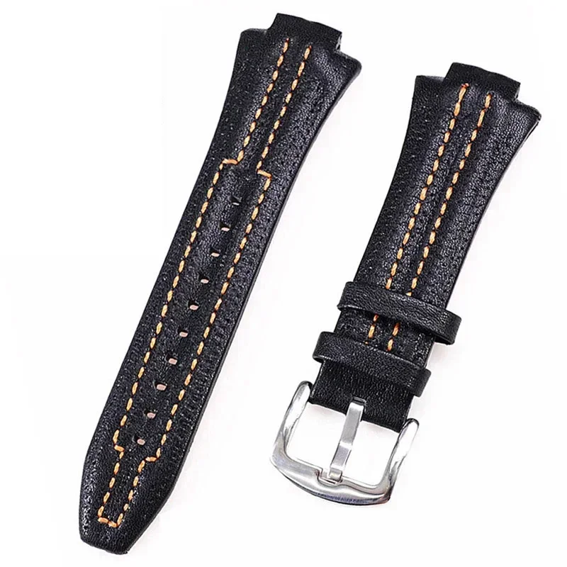 Convex mouth Watchband For Seiko Sportura SNL029P2-SNL021P1 SNL595P2 SNL017P1 Genuine Leather WatchStrap Men Bracelet 27mmx15mm