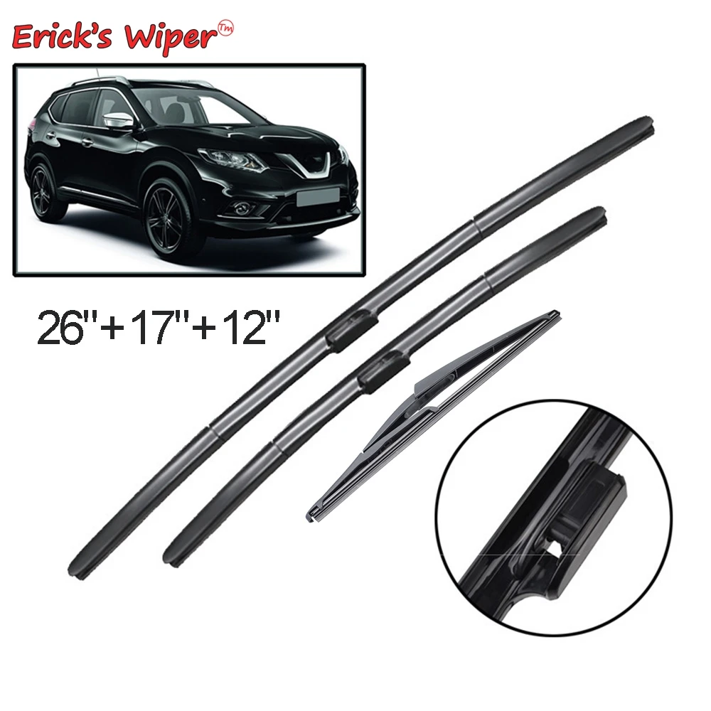 

Erick's Wiper Front & Rear Wiper Blades Set For Nissan X-Trail T32 Rogue 2 2013 - 2020 Windshield Windscreen Window 26"+17"+12"