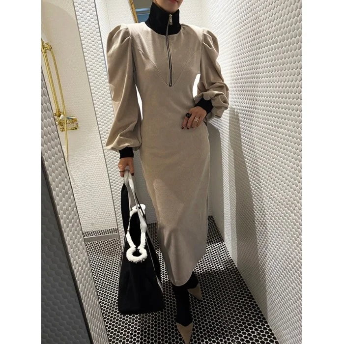 

Thiened Velvet Long Dr Korean Sle Women's Faion Spring Autumn Winter Casual Wear School Street Sle Travel Date