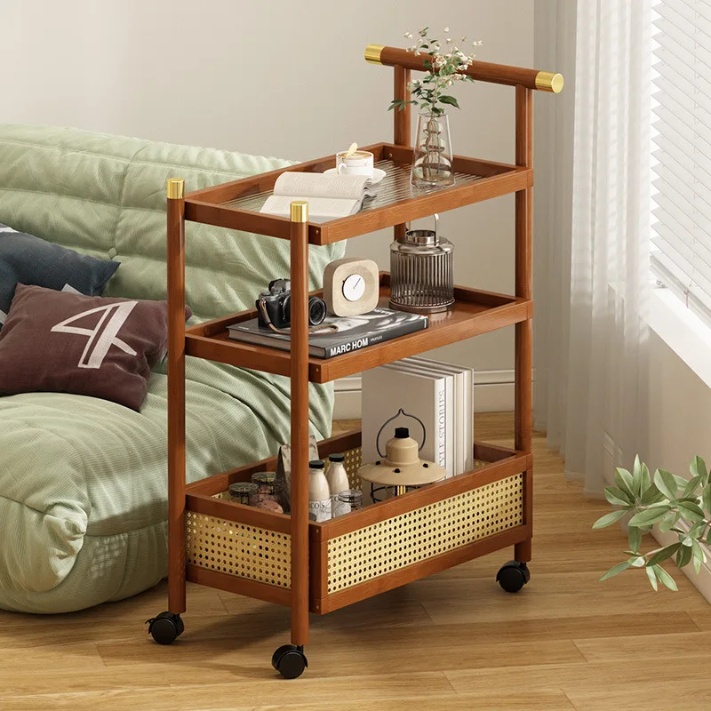 Multi-functional Mobile Trolley Side Table Bedside Table Storage Rack Living Room Sofa Side Cabinet Tea Table Snack Truck