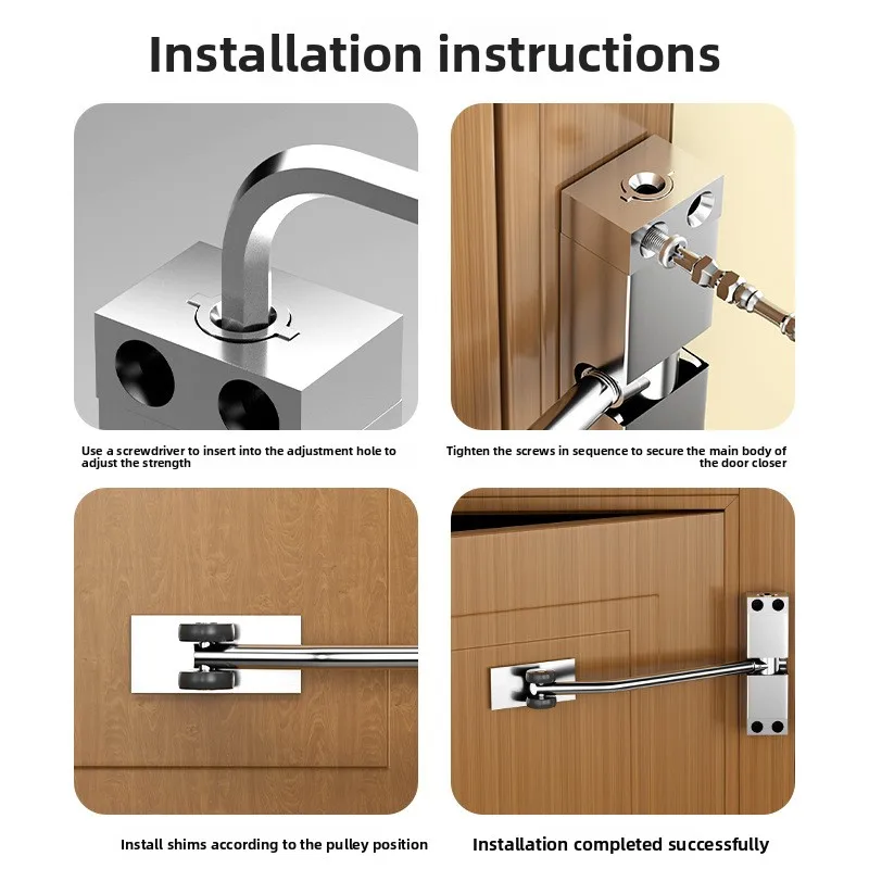 

Stainless Steel Thickened Hydraulic Door Closer Silent Automatic Rebound Sliding Fire Door Tool