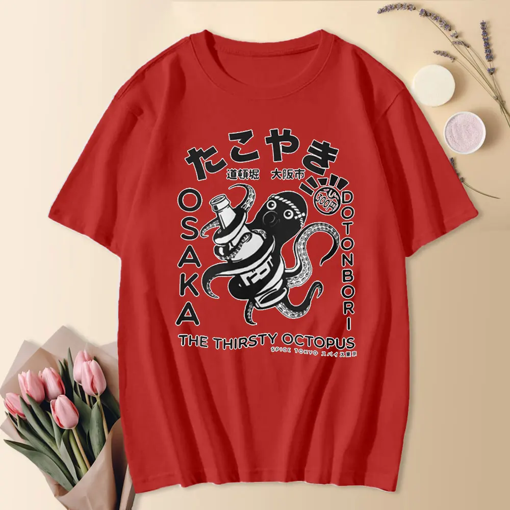 Japanese Takoyaki Osaka Graphic Tee Tops Kanji and Hiragana Street Wear Food Cotton T-Shirt for Men and Women Perfect Souvenir view 5
