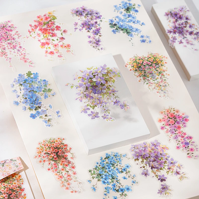 10 pcs The Gentles Fall Series Flower Vine Large Size PET Sticker Plant Handbook Collage Decoration DIY Journal Scrapbook Diary