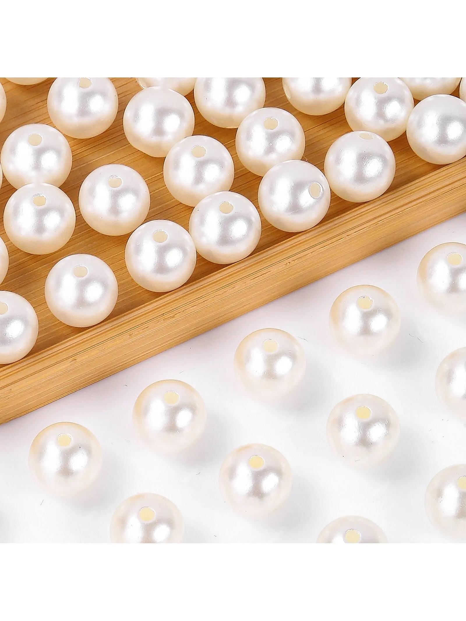 A pack of 25g 4-16mm milky white ABS bright double hole pearl imitation DIY material