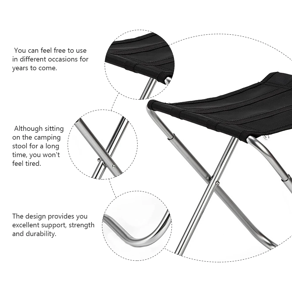 

1Pcs Fishing Chair Folding Stool Portable Outdoor Aluminum Alloy Camping Stool Lightweight Black Folding Chair