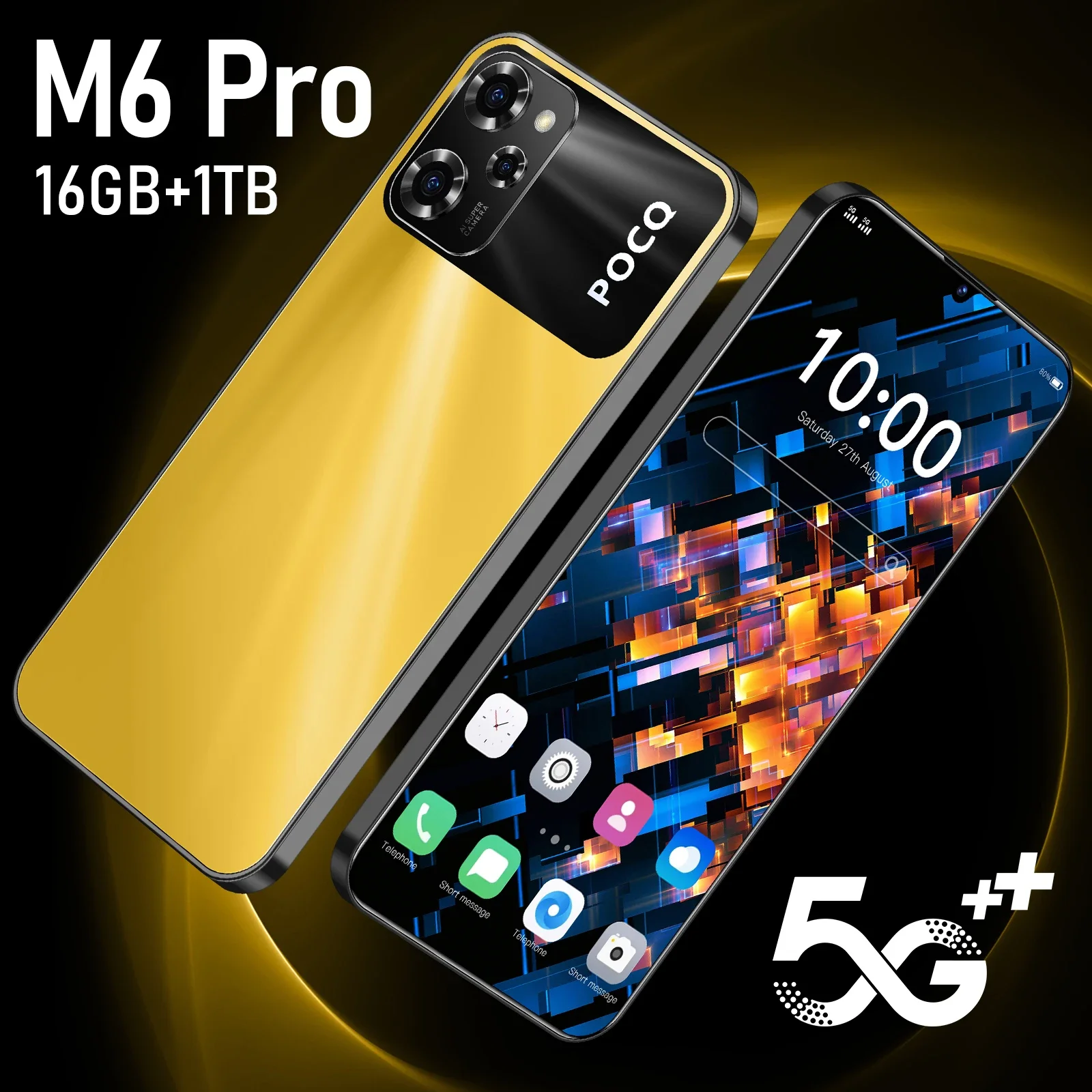 

M6 Pro New Smartphone 5G 7.3-inch High-definition Android13 Snapdragon8 Gen2 10core Dual SIM 108MP Phone 7800mAh Unlocking Phone