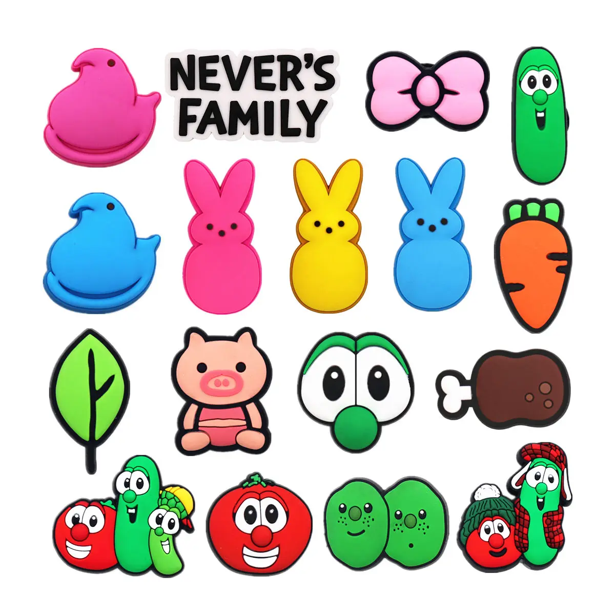 1pcs Original Cartoon PVC Shoe Charm Decorations Bunny Designer Upper Buckle Accessories Piggy Rabbit Radish Shapes Clog Clips