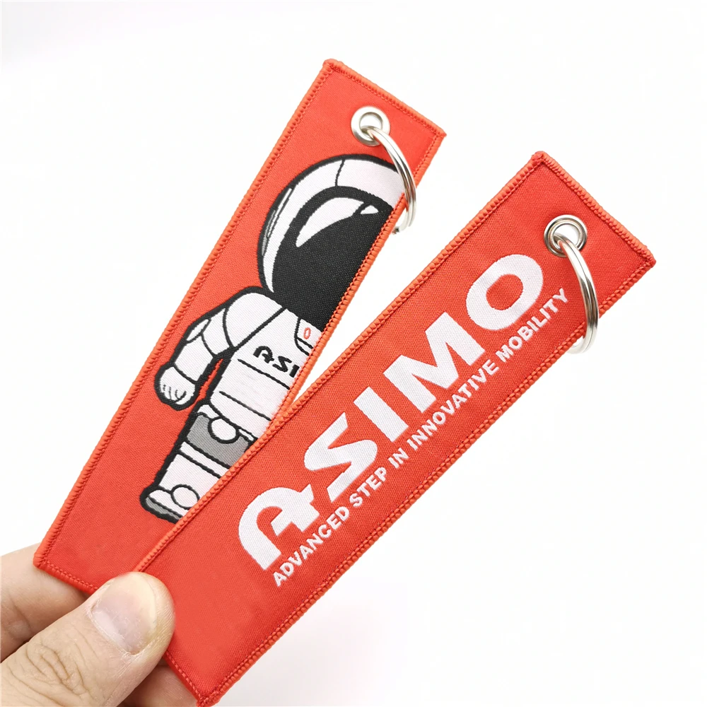 Asimo Car Keychain Embroidered Key Strap JDM Racing Keyring For Honda Robot Civic Fit Jazz Accord CRV Key Holder Accessories