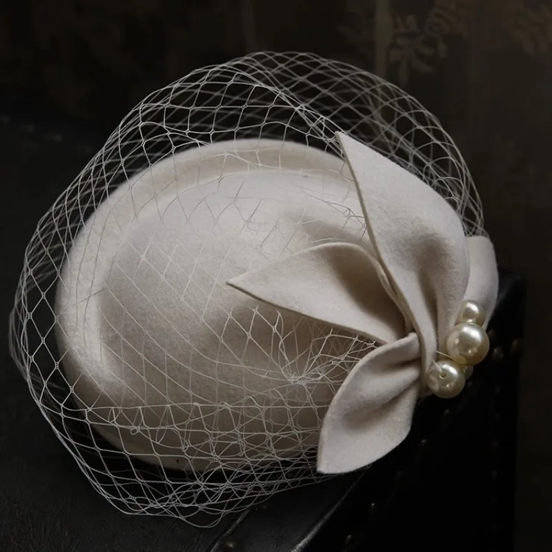 

French Elegant British Vintage Mesh Beret Bridal Headdress