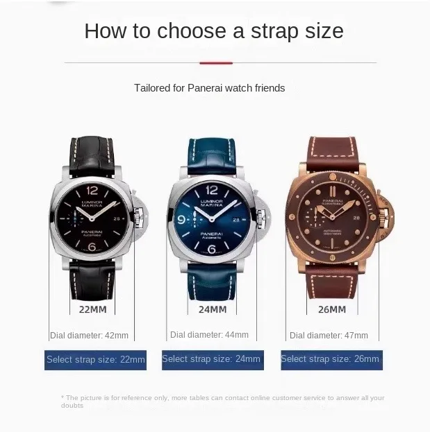 100% OEM لبانيراي فلورو حزام ساعة مطاطي 22/24/26 مللي متر متوافق مع Luminor غاطسة PAM441 البرق مقاوم للماء