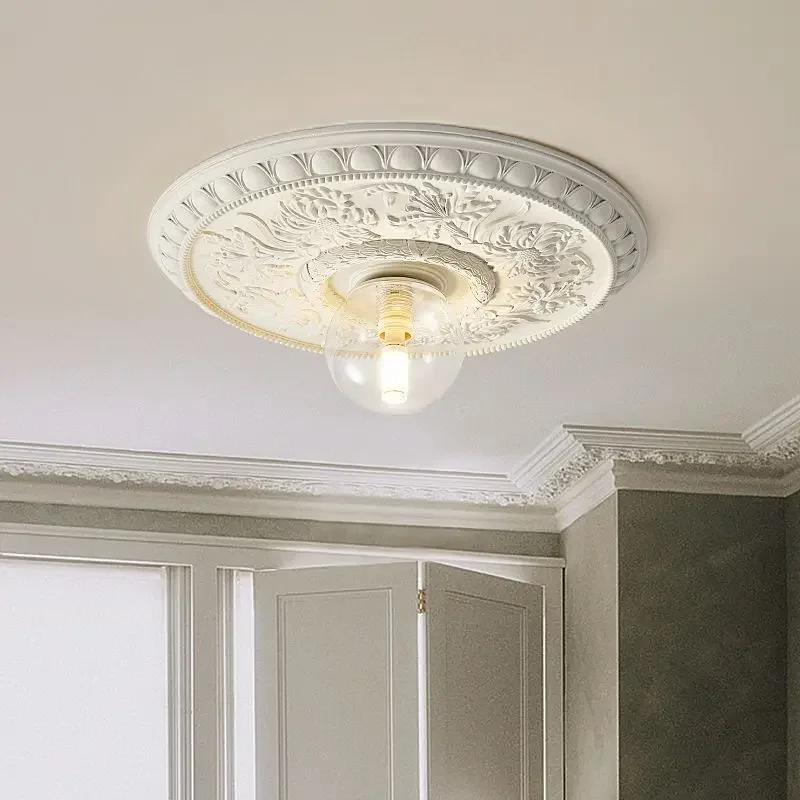 

French retro ceiling lights modern hallway Corridor Nordic style carved lamp bedroom living room decor lighting