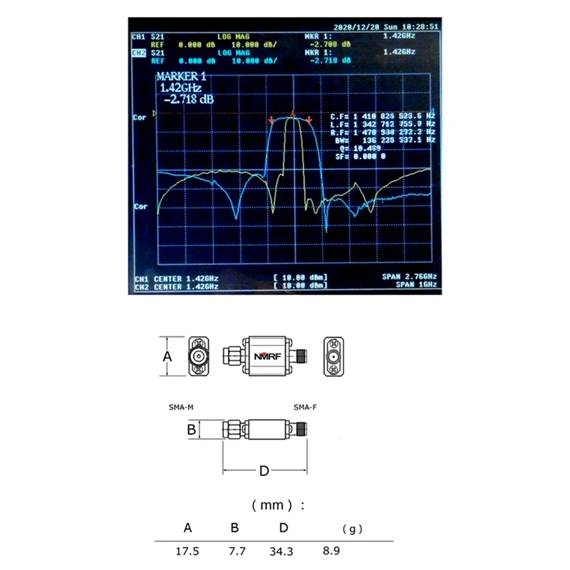 NMRF 2400Mhz banda filtro passa banda larghezza di banda 150Mhz interfaccia SMA ridurre il rumore filtro passa banda per 2.4Ghz Zigbee Anti