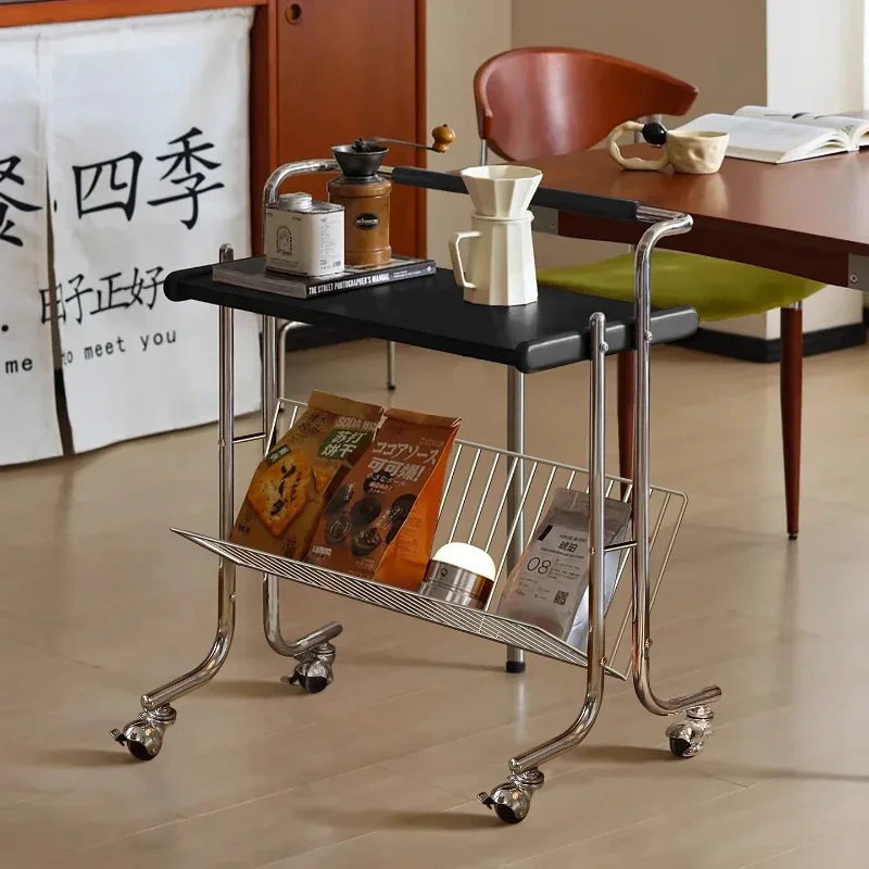 Mesa de computador carrinho lateral estante de madeira maciça rack de armazenamento sofá mesa de centro lateral móvel mesas de centro de cabeceira