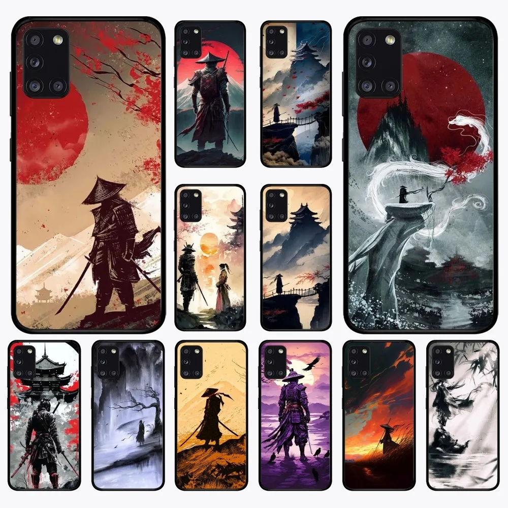 Pintura de tinta de paisaje, funda de teléfono samurái japonés para Samsung A 10 11 12 13 20 21 22 30 31 32 40 51 52 53 70 71 72 73 91 13