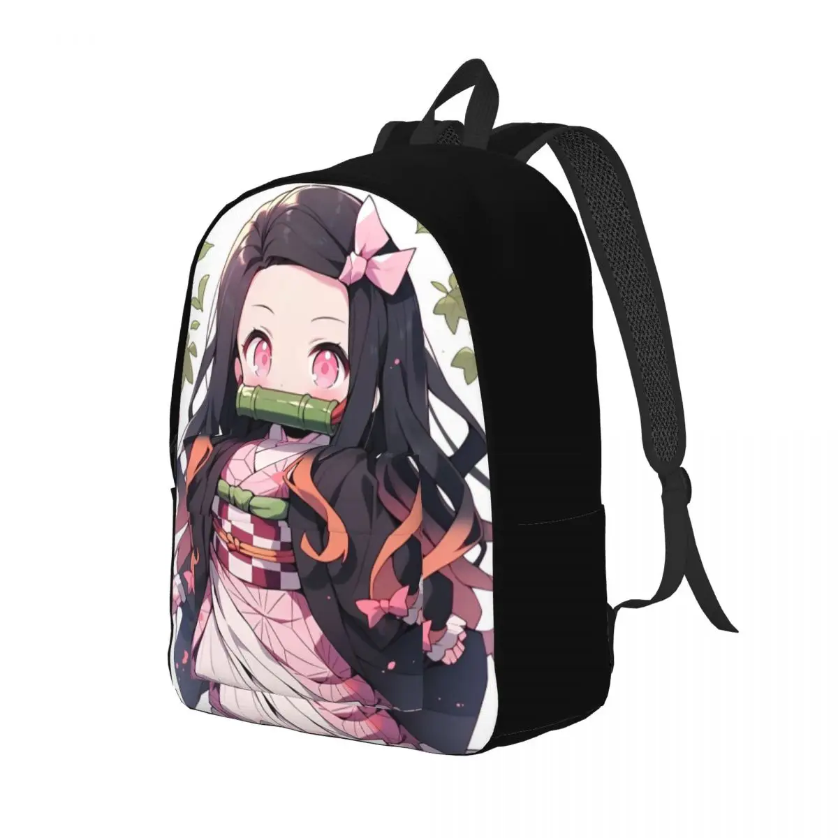 Nezuko-mochila escolar de Anime Demon Slayer para adolescentes, morral de lona para estudiantes, escuela primaria, viaje universitario