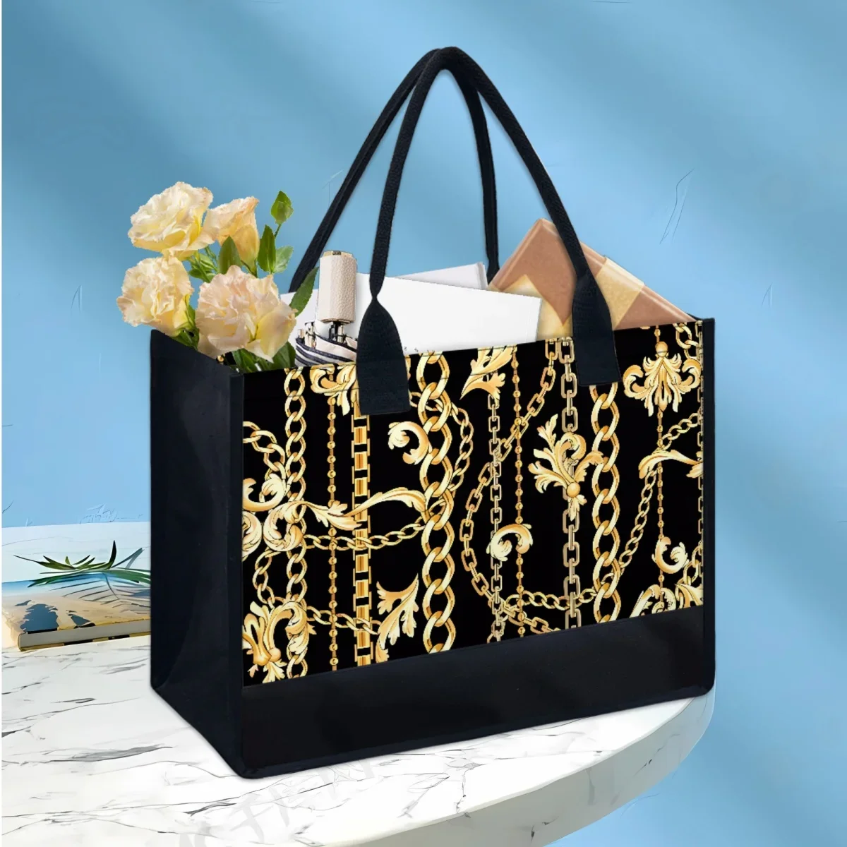 

Handbags for Women Gold Baroque Luxury Designer Elegant Ladies Shoulder Bag Commuter Fashion Large Beach Bag Daily Storage Totes