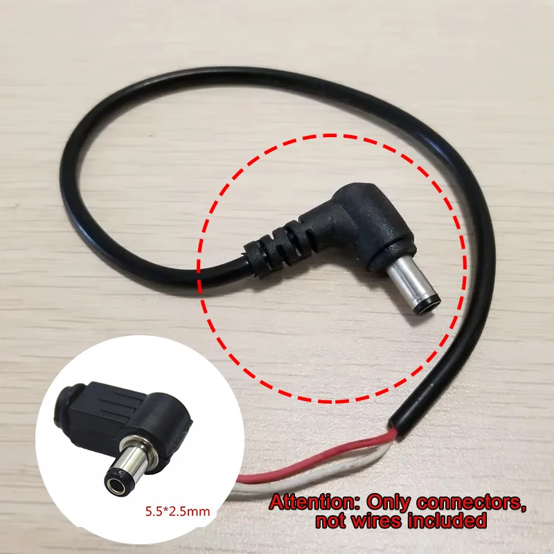 1/5pc 5.5*2.5mm DC Plug 90 Degree Elbow DC Power Plug Wiring Assembly Welding Wire