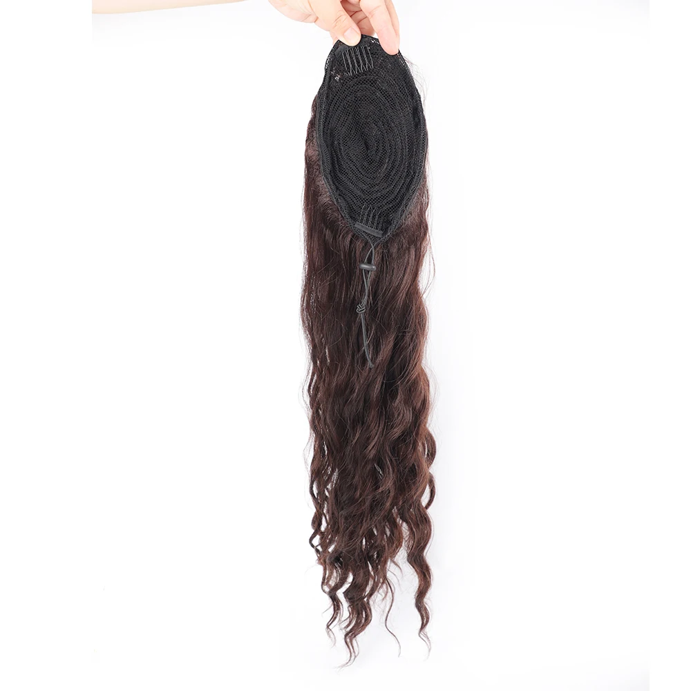 24 Inch Long Synthetic Curly Ponytails Synthetic Drawstring Ponytail Hair Extensions Curly Ponytails for Women Fake Hairpieces